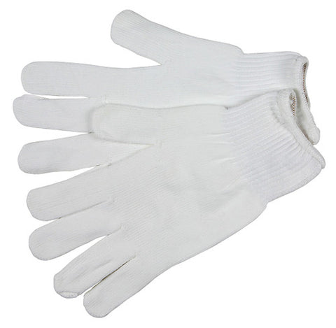 MCR String Knit Work Gloves - 10 Gauge Regular Weight - 100% Stretch White Nylon - Multi-purpose Gloves - Box of 12