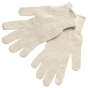 MCR String Knit Work Gloves - 7 Gauge Economy Weight - Natural Cotton Polyester - Hemmed Cuff - Multipurpose Gloves - Box of 12