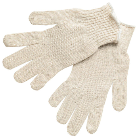 MCR String Knit Work Gloves - 7 Gauge Economy Weight - Natural Cotton Polyester - Hemmed Cuff - Multipurpose Gloves - Box of 12