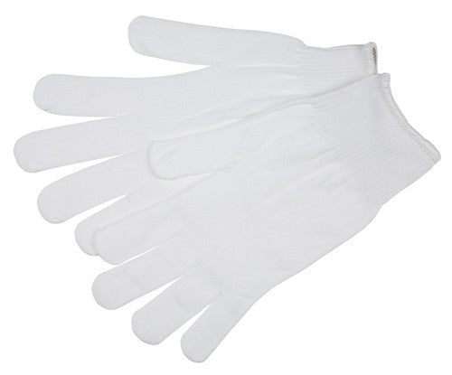 MCR String Knit Work Gloves - 13 Gauge Regular Weight - 100% Stretch White Nylon - Hemmed Cuff - Multi-purpose Gloves - Box of 12