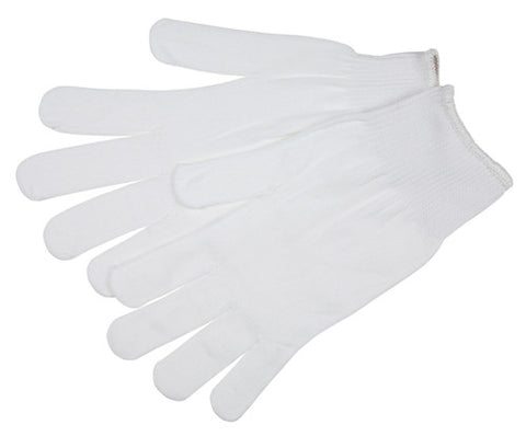 MCR String Knit Work Gloves - 13 Gauge Regular Weight - 100% Stretch White Nylon - Hemmed Cuff - Multi-purpose Gloves - Box of 12