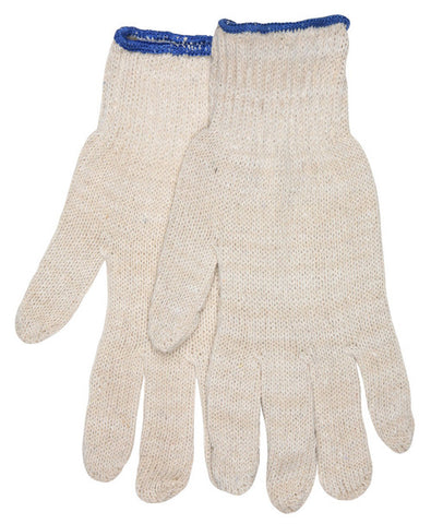 MCR String Knit Work Gloves - 7 Gauge Regular Weight - Natural Cotton Polyester - Hemmed Cuff - Multi-purpose Gloves - Box of 12