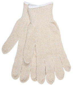 MCR String Knit Work Gloves - 7 Gauge Regular Weight - Natural 70% Cotton 30% Polyester - Hemmed Cuff - Box of 12