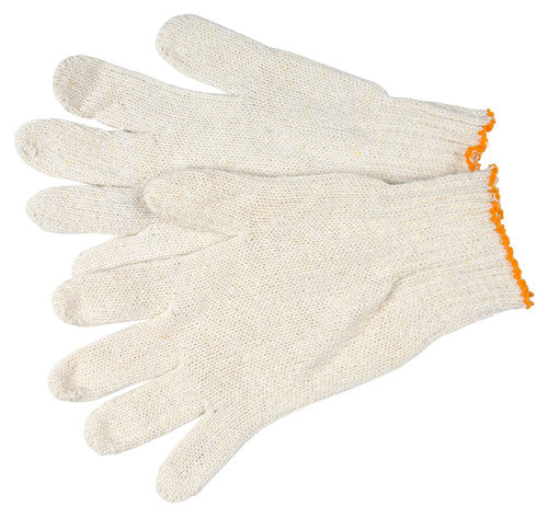 MCR String Knit Work Gloves - 7 Gauge Regular Weight - Natural 70% Cotton 30% Polyester - Hemmed Cuff - Box of 12
