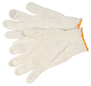 MCR String Knit Work Gloves - 7 Gauge Regular Weight - Natural 70% Cotton 30% Polyester - Hemmed Cuff - Box of 12