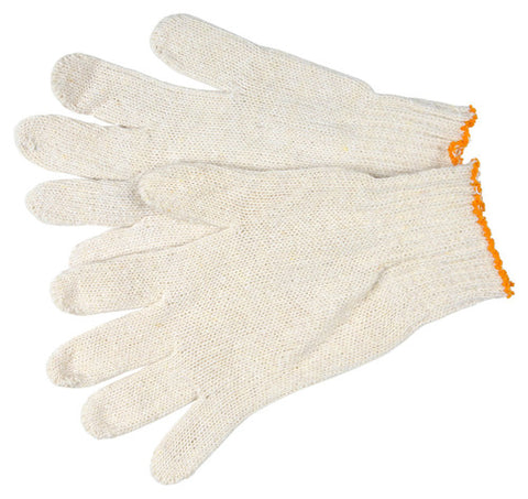 MCR String Knit Work Gloves - 7 Gauge Regular Weight - Natural 70% Cotton 30% Polyester - Hemmed Cuff - Box of 12
