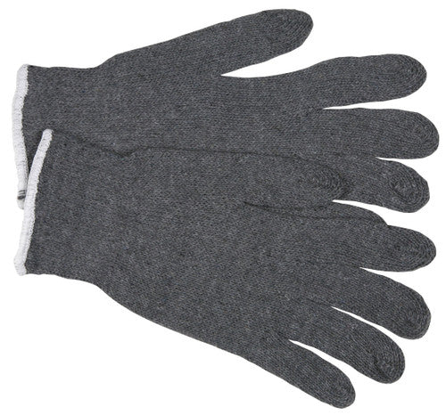 MCR String Knit Work Gloves - 7 Gauge Regular Weight - Gray Cotton Polyester Hemmed Cuff - Multi-purpose Gloves - Box of 12