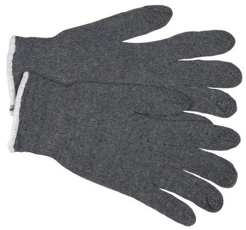 MCR String Knit Work Gloves - 7 Gauge Regular Weight - Gray Cotton Polyester Hemmed Cuff - Multi-purpose Gloves - Box of 12