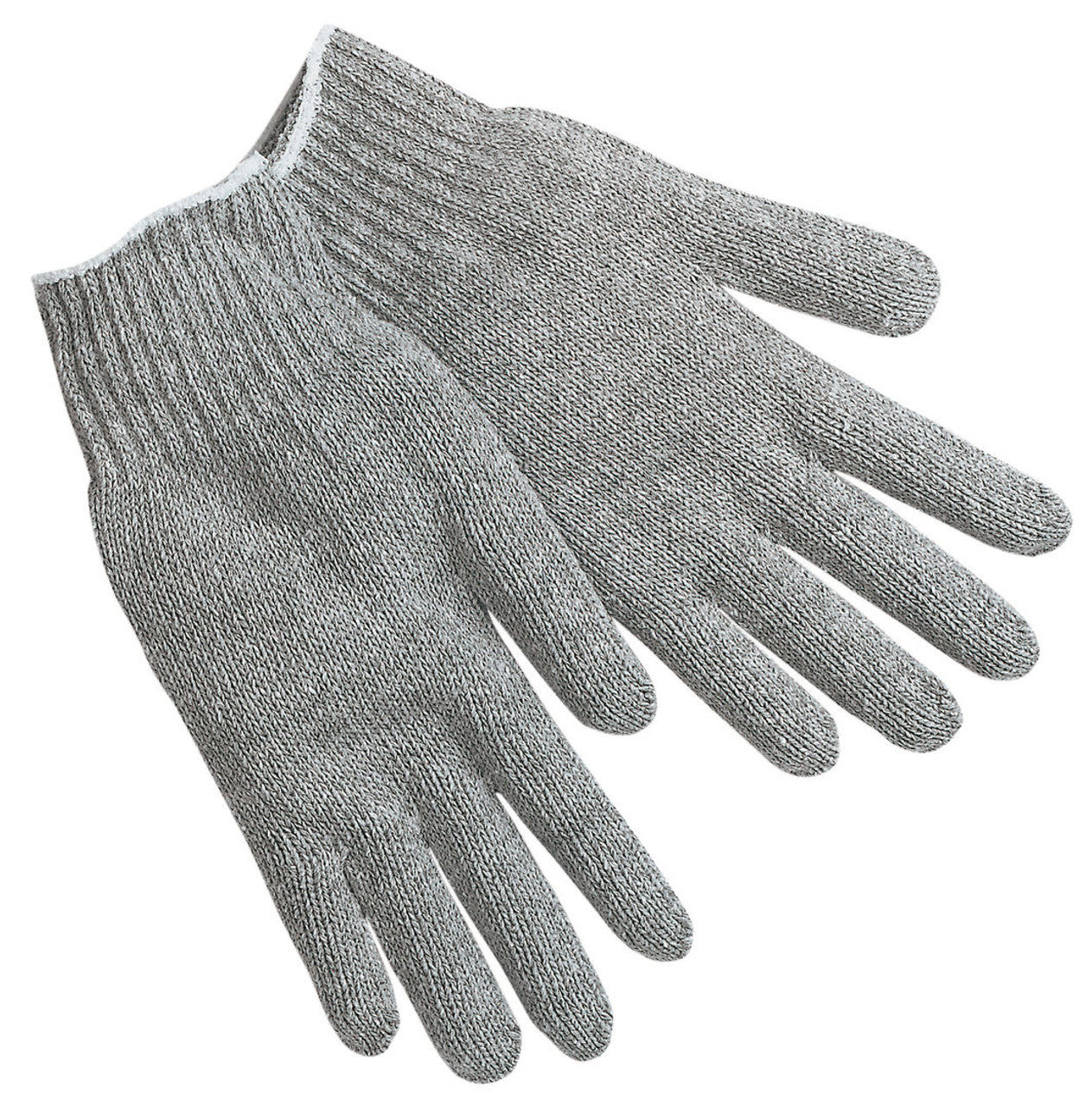 MCR String Knit Work Gloves - 7 Gauge Regular Weight - Gray Cotton Polyester - Multi-purpose Gloves - Box of 12