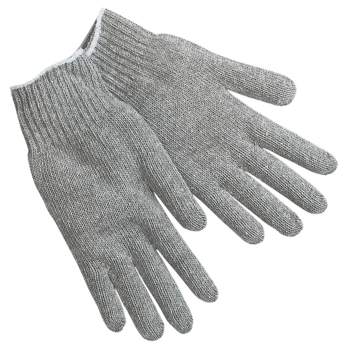 MCR String Knit Work Gloves - 7 Gauge Regular Weight - Gray Cotton Pol