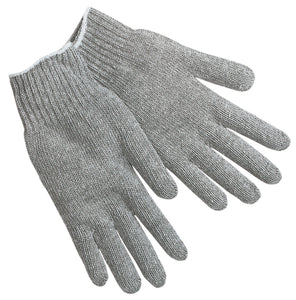 MCR String Knit Work Gloves - 7 Gauge Regular Weight - Gray Cotton Polyester - Multi-purpose Gloves - Box of 12