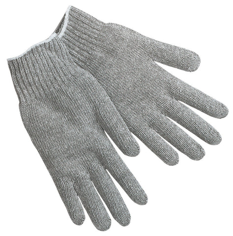 MCR String Knit Work Gloves - 7 Gauge Regular Weight - Gray Cotton Polyester - Multi-purpose Gloves - Box of 12