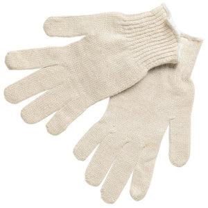 MCR String Knit Work Gloves - 7 Gauge Regular Weight - Natural Cotton Polyester - Hemmed Cuff - Multi-purpose Gloves - Box of 12