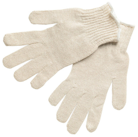 MCR String Knit Work Gloves - 7 Gauge Regular Weight - Natural Cotton Polyester - Hemmed Cuff - Multi-purpose Gloves - Box of 12