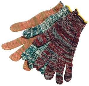 MCR String Knit Work Gloves - 7 Gauge Regular Weight - Multi-Color Cotton Polyester - Multi-purpose Gloves - Box of 12