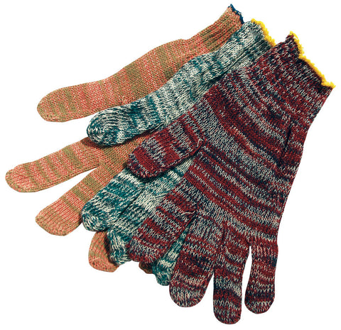 MCR String Knit Work Gloves - 7 Gauge Regular Weight - Multi-Color Cotton Polyester - Multi-purpose Gloves - Box of 12