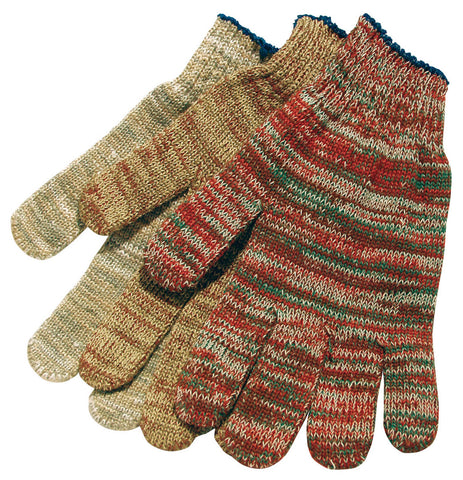 MCR String Knit Work Gloves - 7 Gauge Heavy Weight - Multi-Color Cotton Polyester - Multipurpose Cotton Polyester - Box of 12