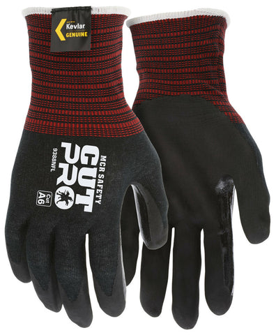 MCR Safety CutPro® - 18 Gauge Black Kevlar® / Stainless-Steel - Cut Resistant Work Gloves - Nitrile Foam Palm and Fingertips - Reinforced Thumb Crotch for Durability and Extended Wear - Box of 12