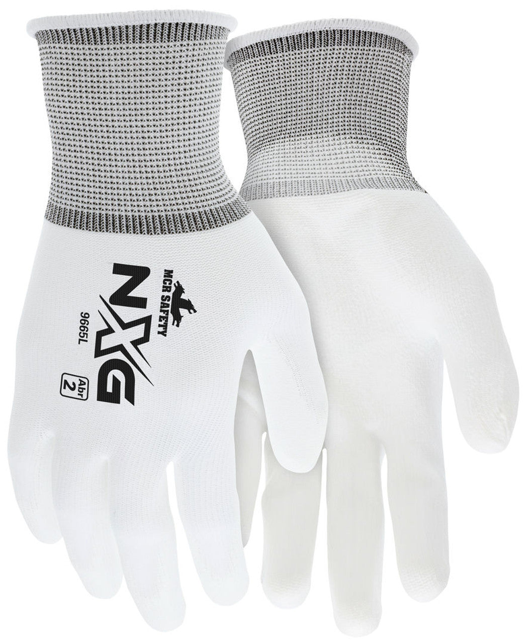 MCR Safety NXG® Work Gloves - 13 Gauge White Nylon Shell - White Polyurethane (PU) Palm and Fingertips - Box of 12