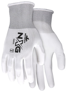 MCR Safety NXG® Work Gloves - 13 Gauge White Polyester Shell - White Polyurethane (PU) Palm and Fingertips - Box of 12