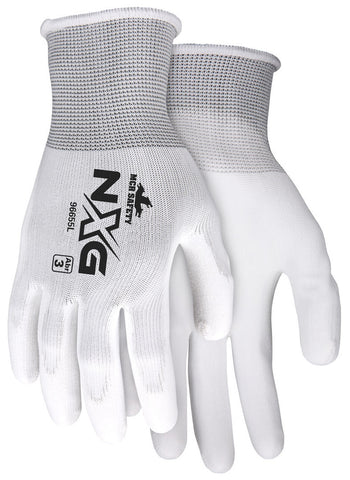MCR Safety NXG® Work Gloves - 13 Gauge White Polyester Shell - White Polyurethane (PU) Palm and Fingertips - Box of 12