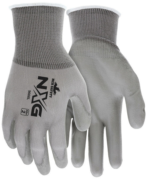 MCR Safety NXG® Work Gloves - 13 Gauge Gray Nylon Shell - Gray Polyurethane (PU) Palm and Fingertips - Box of 12