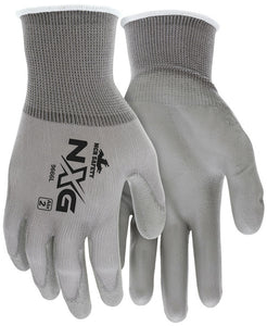 MCR Safety NXG® Work Gloves - 13 Gauge Gray Nylon Shell - Gray Polyurethane (PU) Palm and Fingertips - Box of 12