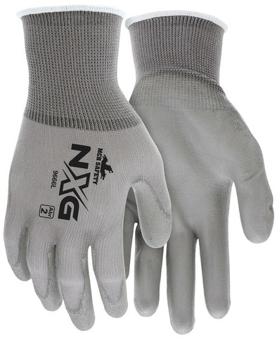 MCR Safety NXG® Work Gloves - 13 Gauge Gray Nylon Shell - Gray Polyurethane (PU) Palm and Fingertips - Box of 12