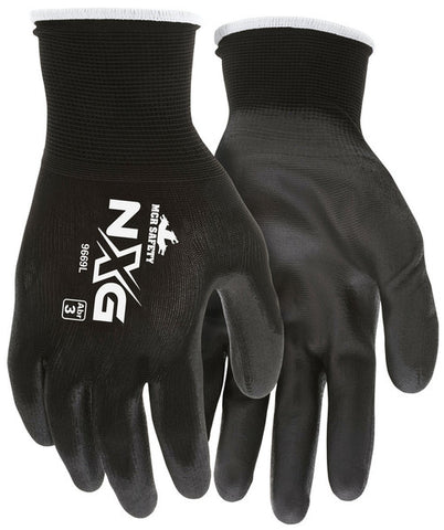 MCR Safety NXG® Work Gloves - 13 Gauge Black Nylon Shell - Black Polyurethane (PU) Palm and Fingertips - Box of 12