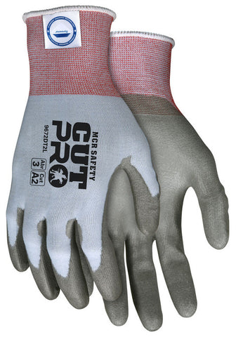 MCR Safety CutPro® - 18 Gauge Dyneema® Diamond Technology Shell - Cut Resistant Work Gloves - Polyurethane (PU) Coated Palm and Fingertips - Box of 12