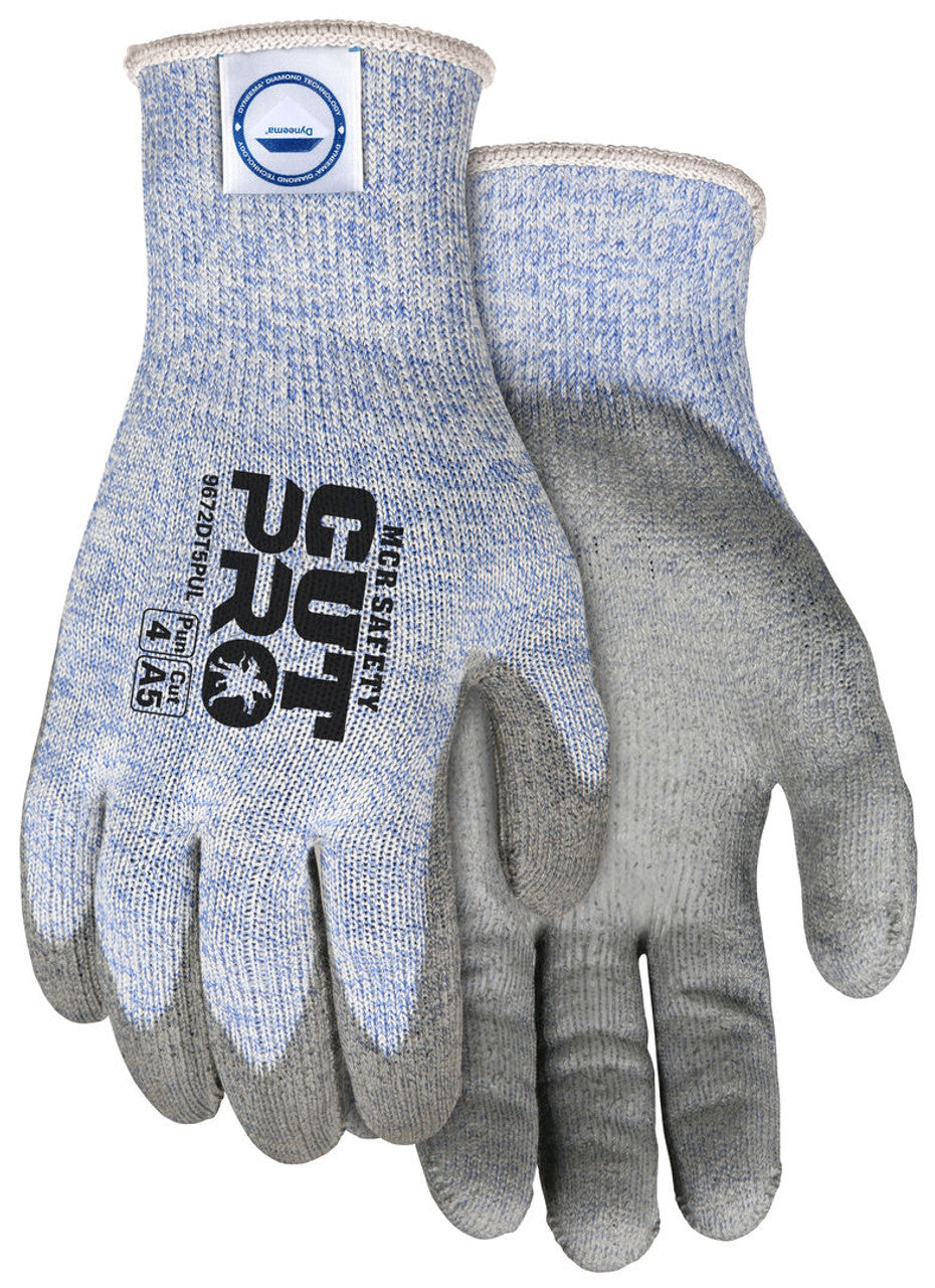 MCR Safety CutPro® - 10 Gauge Dyneema® Diamond Technology with Steel - Cut Resistant Work Gloves - Polyurethane (PU) Coated Palm and Fingertips - Box of 12