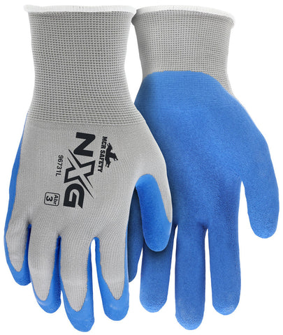 MCR Safety NXG® Work Gloves - 13 Gauge Gray Nylon Shell - Blue Foam Latex Palm and Fingertips - Box of 12