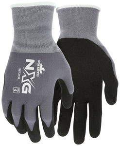 MCR Safety NXG® Work Gloves - 15 Gauge Gray Nylon Shell - Sandy Foam Nitrile Palm and Fingertips - Box of 12