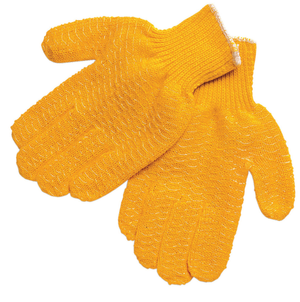 MCR Honey Grip® Work Gloves - Orange Acrylic/Polyester String Knit - PVC Honeycomb Criss-Cross Grip - Box of 12