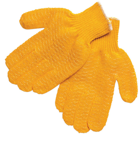 MCR Honey Grip® Work Gloves - Orange Acrylic/Polyester String Knit - PVC Honeycomb Criss-Cross Grip - Box of 12