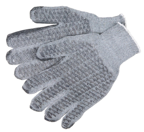 MCR Honey Grip® Work Gloves - Gray Cotton Polyester String Knit - PVC Honeycomb Criss-Cross Grip - Uncured PVC Adds Excellent Gripping Power - Box of 12