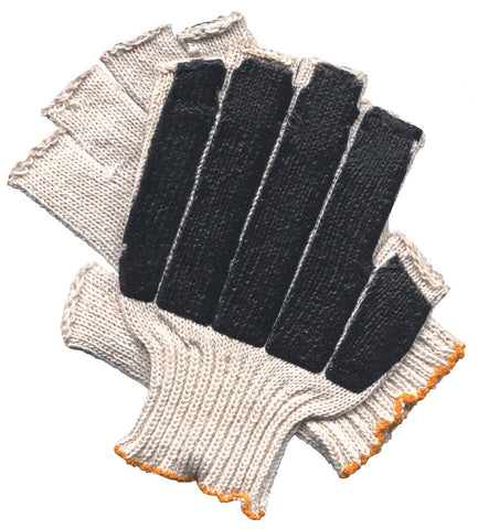 Cotton String Knit - Fingerless Work Gloves - 7 Gauge Regular Weight - White String Knit Cotton Polyester Blended Fabric - Box of 12