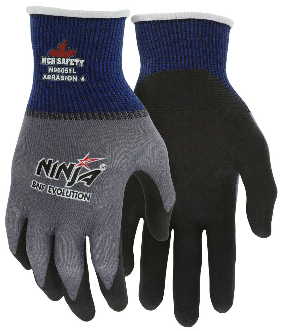 MCR Ninja® BNF Evolution Work Gloves 15 Gauge Ingenia™ Shell NFT® Palm and Fingertip Coating - Box of 12
