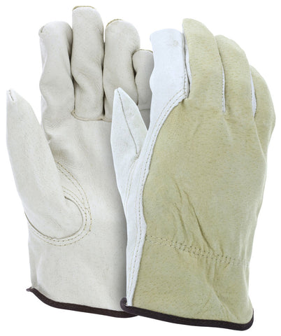 MCR Leather Drivers Work Gloves - Competitive Value (CV) C Grade - Grain Leather Palm and Split Leather Back - Keystone Thumb - Box of 12