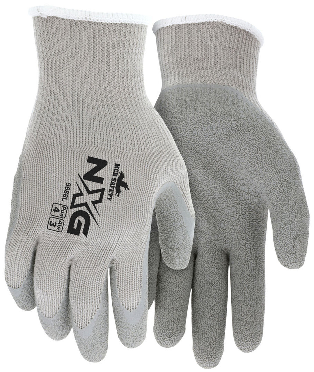 MCR Safety NXG ® Work Gloves 10-Gauge Cotton/Polyester Shell Latex Coated Palm and Fingertips - Box of 12