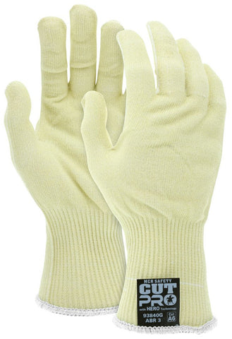 MCR Safety CutPro® with Hero™ Technology - 13 Gauge Regular Weight Shell Made with ARX® Aramid Fibers - Uncoated Cut Resistant Work Gloves - 3.5-Inch Knit Wrist - Extended Cuff - Box of 12