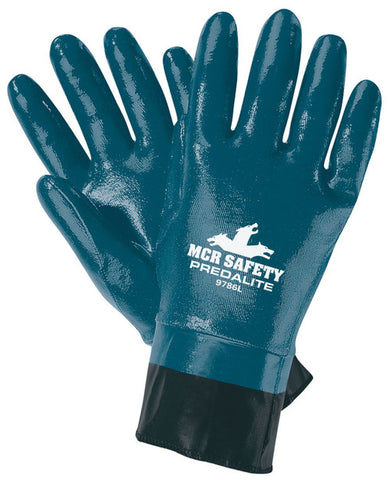 MCR Predalite® Nitrile Coated Work Gloves - Fully Coated Front and Back Soft - Interlock Lining - PVC Safety Cuff - Box of 12