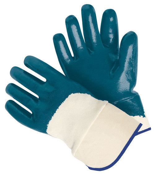 MCR Nitrile Coated Work Gloves - Palm and Over the Knuckle Coating Safety Cuff and Soft Jersey Lining - Box of 12
