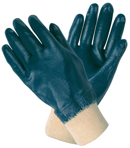 MCR Nitrile Fully Coated Work Gloves - Knit Wrist and Soft Interlock Lining - Industry Standard - Box of 12
