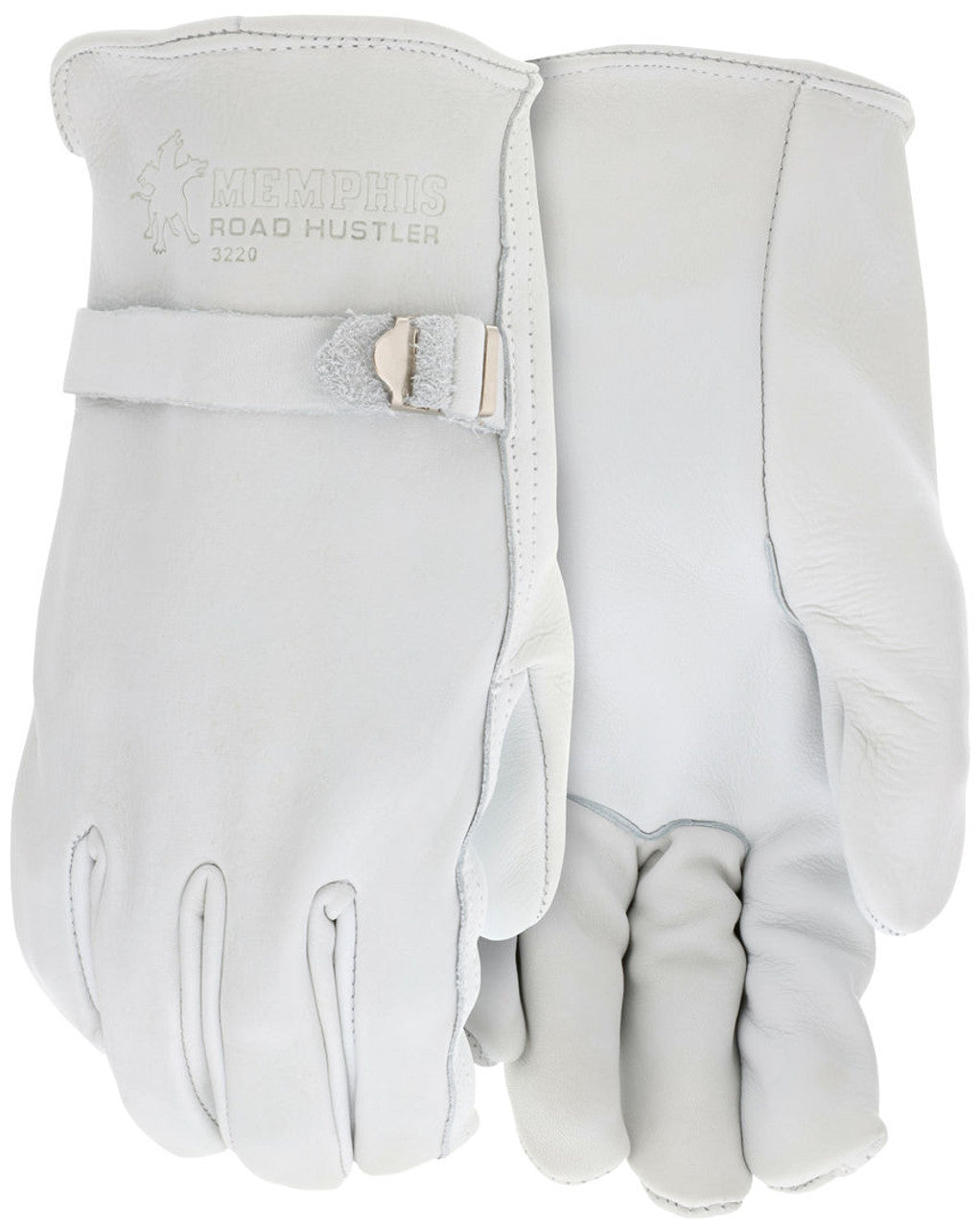 MCR Road Hustler - Leather Drivers Work Gloves - Premium A+ Grade Grain Leather - Pull Strap and Rolled Hem - Straight Thumb - Pull Strap Across Back Helps Adjust Fit - Box of 12