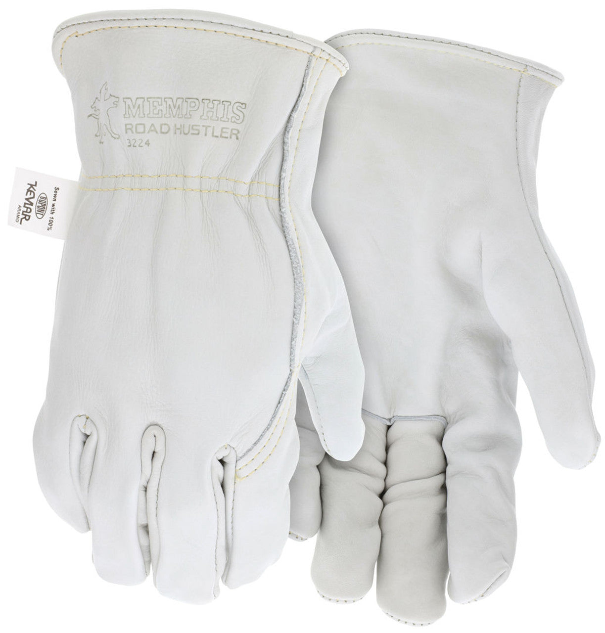 MCR Road Hustler - Premium Grain Leather Drivers Work Gloves - Rolled Hem and Wing Thumb - Sewn with DuPont™ Kevlar® - Box of 12
