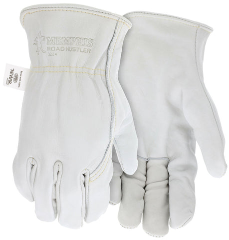 MCR Road Hustler - Premium Grain Leather Drivers Work Gloves - Rolled Hem and Wing Thumb - Sewn with DuPont™ Kevlar® - Box of 12