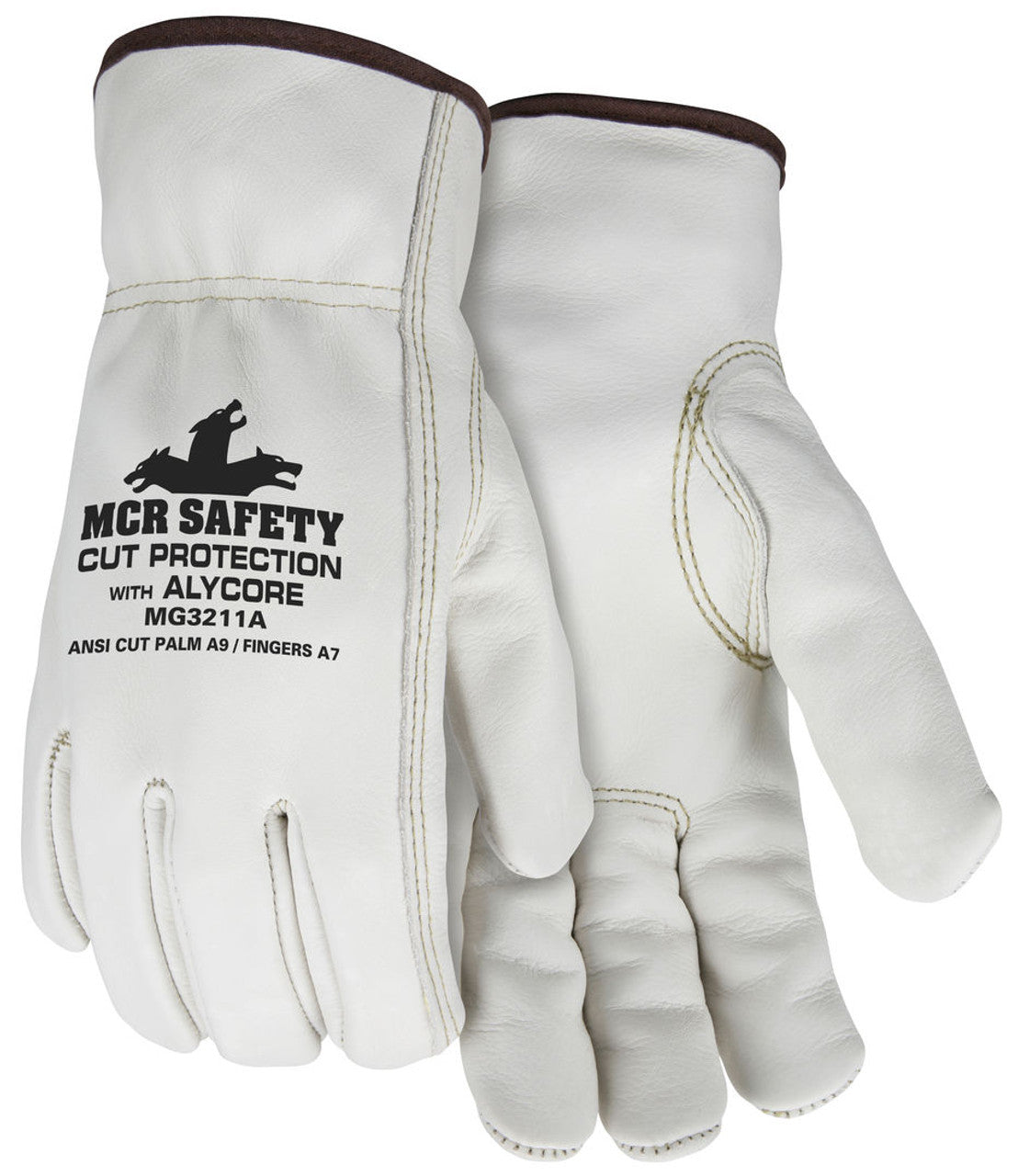 MCR Leather Drivers Cut Resistant Work Gloves - Select Grain Cowhide Leather - Lined with Alycore™ Cut Resistant Material - Box of 12