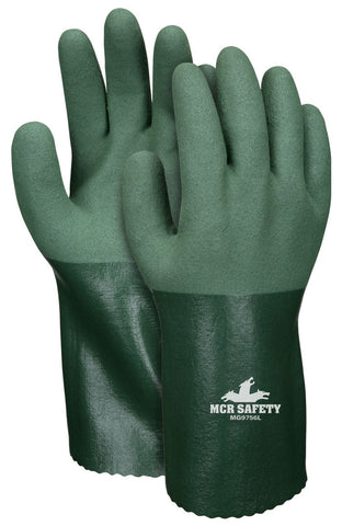 MCR Safety Work Gloves - 13 Gauge Seamless Cotton Polyester Shell - MicroFinish® Full Nitrile Coating - 12 Inch Gauntlet Cuff - Box of 12