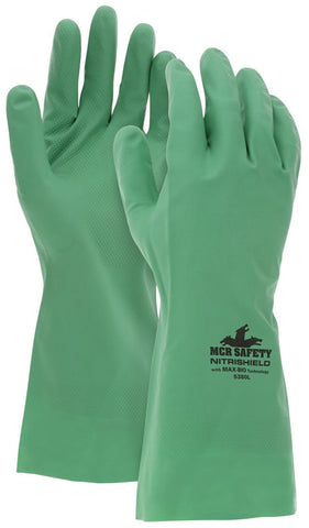 MCR NitriShield™ Gloves - 8 mil Unlined Green Nitrile - 12-Inches Long - Biodegradable - Nitrile Glove Made with MAX-Bio Technology - Box of 12